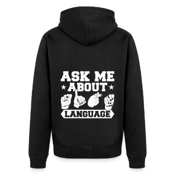 Langue des signes sourde Fierté sourde - Veste à capuche bio Premium Unisexe - noir - Dos - Nico (187cm)