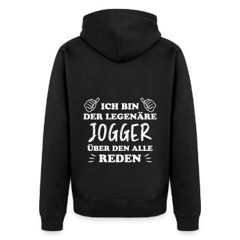 Jogger Laufen Lustiger Spruch Joggen Geschenk - Unisex Premium Bio Zip Hoodie - Schwarz - Hinten - Nico (187cm)
