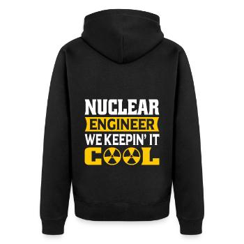 Nuklearingenieur Nukleartechnik Kernenergie - Unisex Premium Bio Zip Hoodie - Schwarz - Hinten - Nico (187cm)