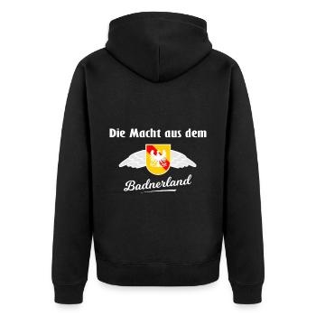 Die Süddeutschen aus Baden - Unisex Premium Bio Zip Hoodie - Schwarz - Hinten - Nico (187cm)