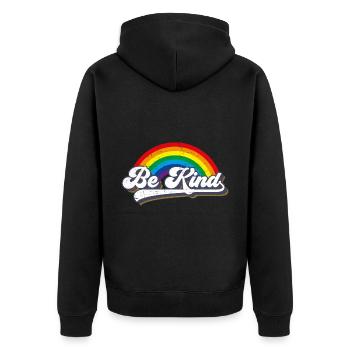 Be Kind LGBT Regenbogen - Unisex Premium Bio Zip Hoodie - Schwarz - Hinten - Nico (187cm)
