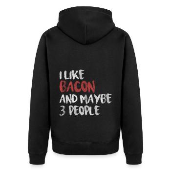 J’aime le bacon et peut-être trois personnes - Veste à capuche bio Premium Unisexe - noir - Dos - Nico (187cm)