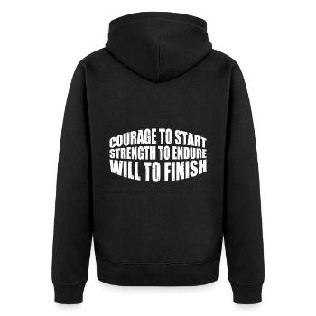 Courage To Start, Strength Endure, Will To Finish8 - Unisex Premium Organic Zip Hoodie - black - Back - Nico (187cm)