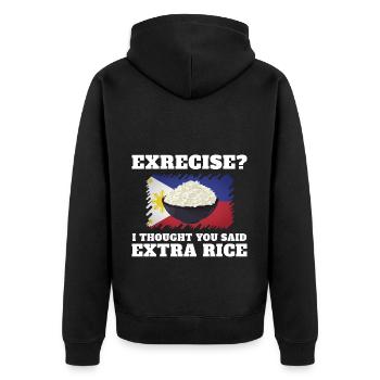Excercise Ich Dachte, Sie Sagten Extra Reis - Unisex Premium Bio Zip Hoodie - Schwarz - Hinten - Nico (187cm)