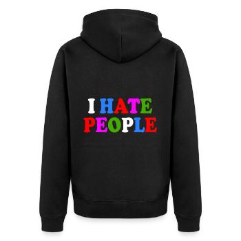 I hate people - Unisex Premium Organic Zip Hoodie - black - Back - Nico (187cm)