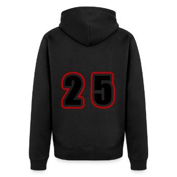 25 Zahl College - Unisex Premium Bio Zip Hoodie - Schwarz - Hinten - Nico (187cm)