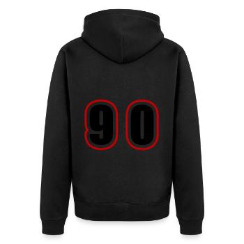 90 Number College - Unisex Premium Organic Zip Hoodie - black - Back - Nico (187cm)