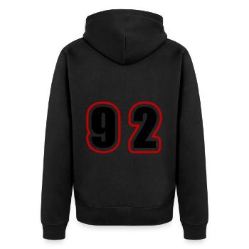 92 Number College - Unisex Premium Organic Zip Hoodie - black - Back - Nico (187cm)