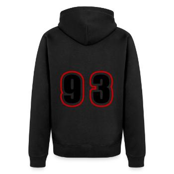 93 Number College - Unisex Premium Organic Zip Hoodie - black - Back - Nico (187cm)