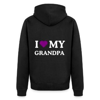 Ich liebe das lila Alzheimer-Bewusstsein meines Großvaters - Unisex Premium Bio Zip Hoodie - Schwarz - Hinten - Nico (187cm)