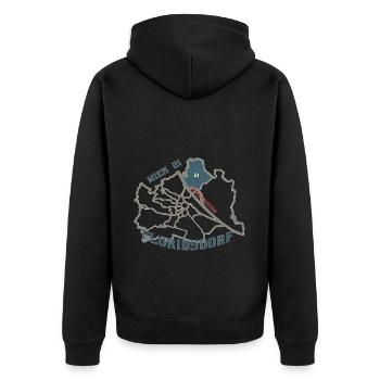 Floridsdorf - Unisex Premium Bio Zip Hoodie - Schwarz - Hinten - Nico (187cm)