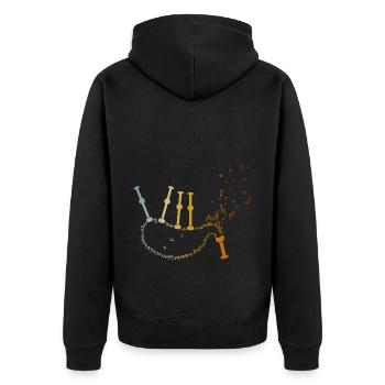 Dudelsack Sackpfeife Musiknoten Dudelsackspieler - Unisex Premium Bio Zip Hoodie - Schwarz - Hinten - Nico (187cm)