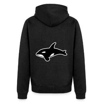Wal - Unisex Premium Bio Zip Hoodie - Schwarz - Hinten - Nico (187cm)