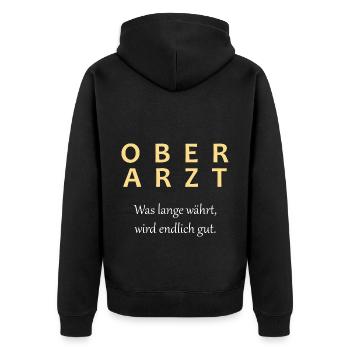 Oberarzt Beförderung Arzt - Unisex Premium Bio Zip Hoodie - Schwarz - Hinten - Nico (187cm)