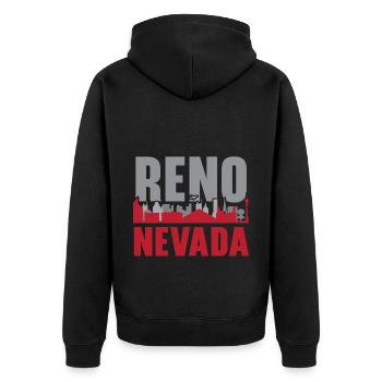 Reno Nevada USA Staat Amerika Reisen Nevadan - Unisex Premium Bio Zip Hoodie - Schwarz - Hinten - Nico (187cm)