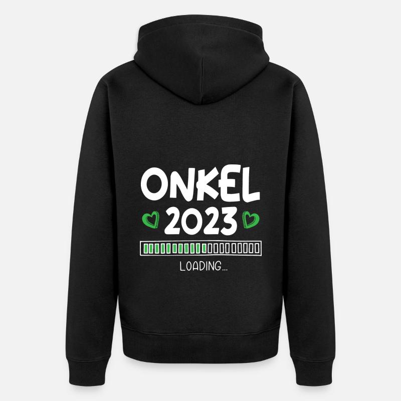 Onkel 2023 Loading - Unisex Premium Bio Zip Hoodie - Schwarz