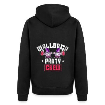 Mallorca Party Crew - Unisex Premium Bio Zip Hoodie - Schwarz - Hinten - Nico (187cm)