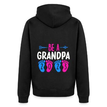 Werdender Opa 2023, 2023 werde ich Opa, 2023 Opa - Unisex Premium Bio Zip Hoodie - Schwarz - Hinten - Nico (187cm)