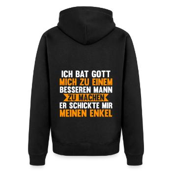 Großvater Großpapa Opi Opa - Unisex Premium Bio Zip Hoodie - Schwarz - Hinten - Nico (187cm)