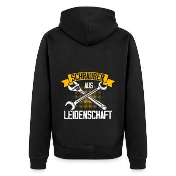 Garage Auto Tuning Geschenk für Schrauber Mechanik - Unisex Premium Bio Zip Hoodie - Schwarz - Hinten - Nico (187cm)