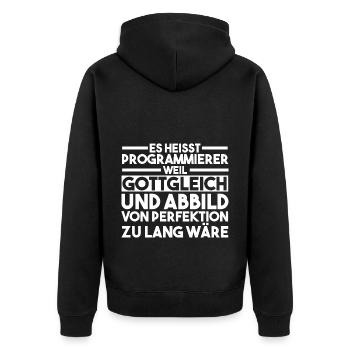 Programmieren Entwickler Coder Programmierer - Unisex Premium Bio Zip Hoodie - Schwarz - Hinten - Nico (187cm)