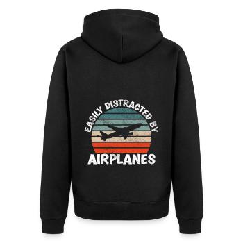 Légèrement dérangé par Airplan Funny - Veste à capuche bio Premium Unisexe - noir - Dos - Nico (187cm)