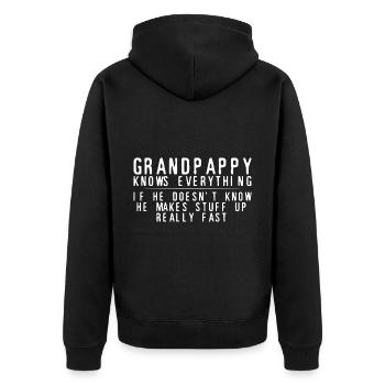 Grandpappy Knows Everything 4 - Unisex Premium Bio Zip Hoodie - Schwarz - Hinten - Nico (187cm)