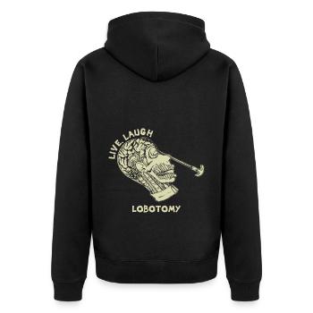 Live Laugh Lobotomy Retro Opossum Liebhaber - Unisex Premium Bio Zip Hoodie - Schwarz - Hinten - Nico (187cm)