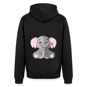 Baby Elefant - Unisex Premium Bio Zip Hoodie - Schwarz - Hinten - Nico (187cm)