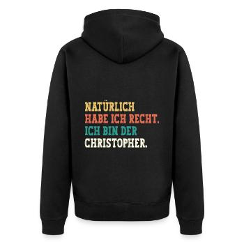 Christopher Lustiger Spruch Vorname Name Christoph - Unisex Premium Bio Zip Hoodie - Schwarz - Hinten - Nico (187cm)