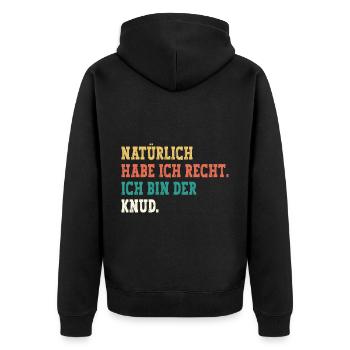 Knud Lustiger Spruch Vorname Name Knud - Unisex Premium Bio Zip Hoodie - Schwarz - Hinten - Nico (187cm)