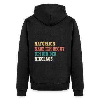 Nikolaus Lustiger Spruch Vorname Name Nikolaus - Unisex Premium Bio Zip Hoodie - Schwarz - Hinten - Nico (187cm)