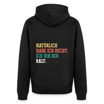 Ralf Lustiger Spruch Vorname Name Ralf - Unisex Premium Bio Zip Hoodie - Schwarz - Hinten - Nico (187cm)