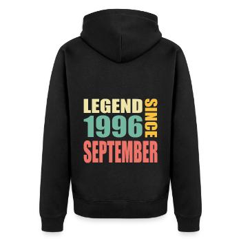 27th Birthday September Vintage 1996 Vintage - Unisex Premium Organic Zip Hoodie - black - Back - Nico (187cm)