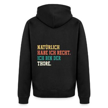 Thore Lustiger Spruch Vorname Name Thore - Unisex Premium Bio Zip Hoodie - Schwarz - Hinten - Nico (187cm)