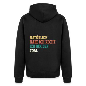Tom Lustiger Spruch Vorname Name Tom - Unisex Premium Bio Zip Hoodie - Schwarz - Hinten - Nico (187cm)