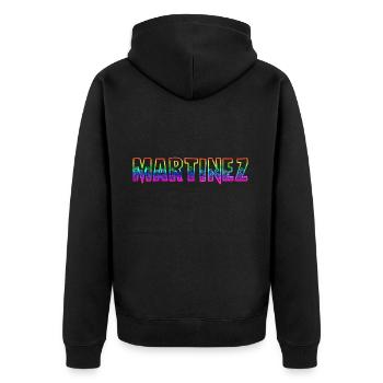 martinez rs regenbogen - Unisex Premium Bio Zip Hoodie - Schwarz - Hinten - Nico (187cm)