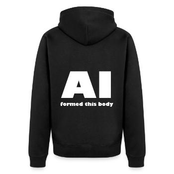 Artificial intelligence is coming - Unisex Premium Organic Zip Hoodie - black - Back - Nico (187cm)