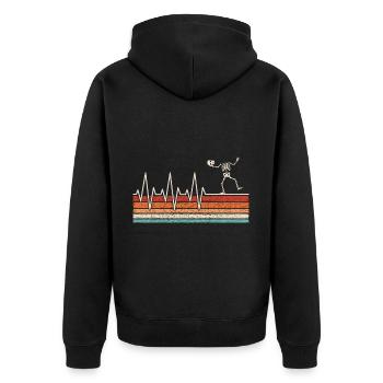Skeleton Herzschlag - Unisex Premium Bio Zip Hoodie - Schwarz - Hinten - Nico (187cm)