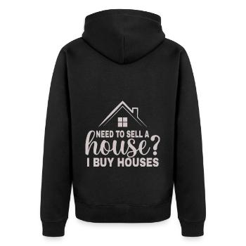 Do you need a house to sell I'm buying - Unisex Premium Organic Zip Hoodie - black - Back - Nico (187cm)