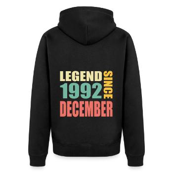 31st Birthday December Vintage 1992 Vintage - Unisex Premium Organic Zip Hoodie - black - Back - Nico (187cm)