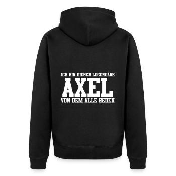 Axel Name Design - Unisex Premium Bio Zip Hoodie - Schwarz - Hinten - Nico (187cm)