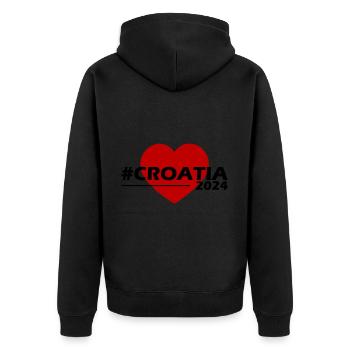 Croatia 2024 Heart Love - Unisex Premium Organic Zip Hoodie - black - Back - Nico (187cm)
