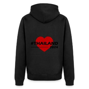 Thailand 2024 Herz Liebe - Unisex Premium Bio Zip Hoodie - Schwarz - Hinten - Nico (187cm)