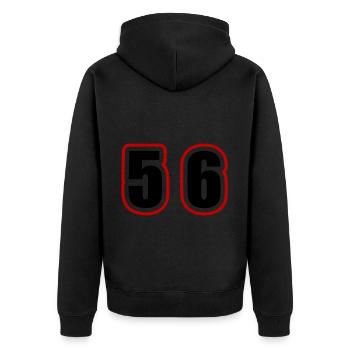 56 Number College - Unisex Premium Organic Zip Hoodie - black - Back - Nico (187cm)