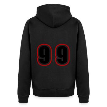 99 Number College - Unisex Premium Organic Zip Hoodie - black - Back - Nico (187cm)