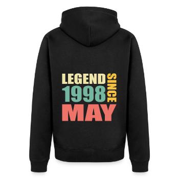 26. Geburtstag Mai Jahrgang 1998 Geschenkidee - Unisex Premium Bio Zip Hoodie - Schwarz - Hinten - Nico (187cm)