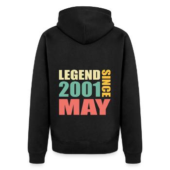 23. Geburtstag Mai Jahrgang 2001 Geschenkidee - Unisex Premium Bio Zip Hoodie - Schwarz - Hinten - Nico (187cm)