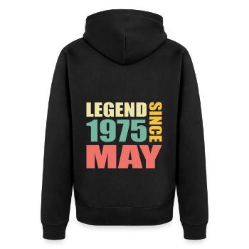 49th Birthday May Vintage 1975 Gift Idea - Unisex Premium Organic Zip Hoodie - black - Back - Nico (187cm)