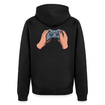 Gamer Controller - Unisex Premium Organic Zip Hoodie - black - Back - Nico (187cm)